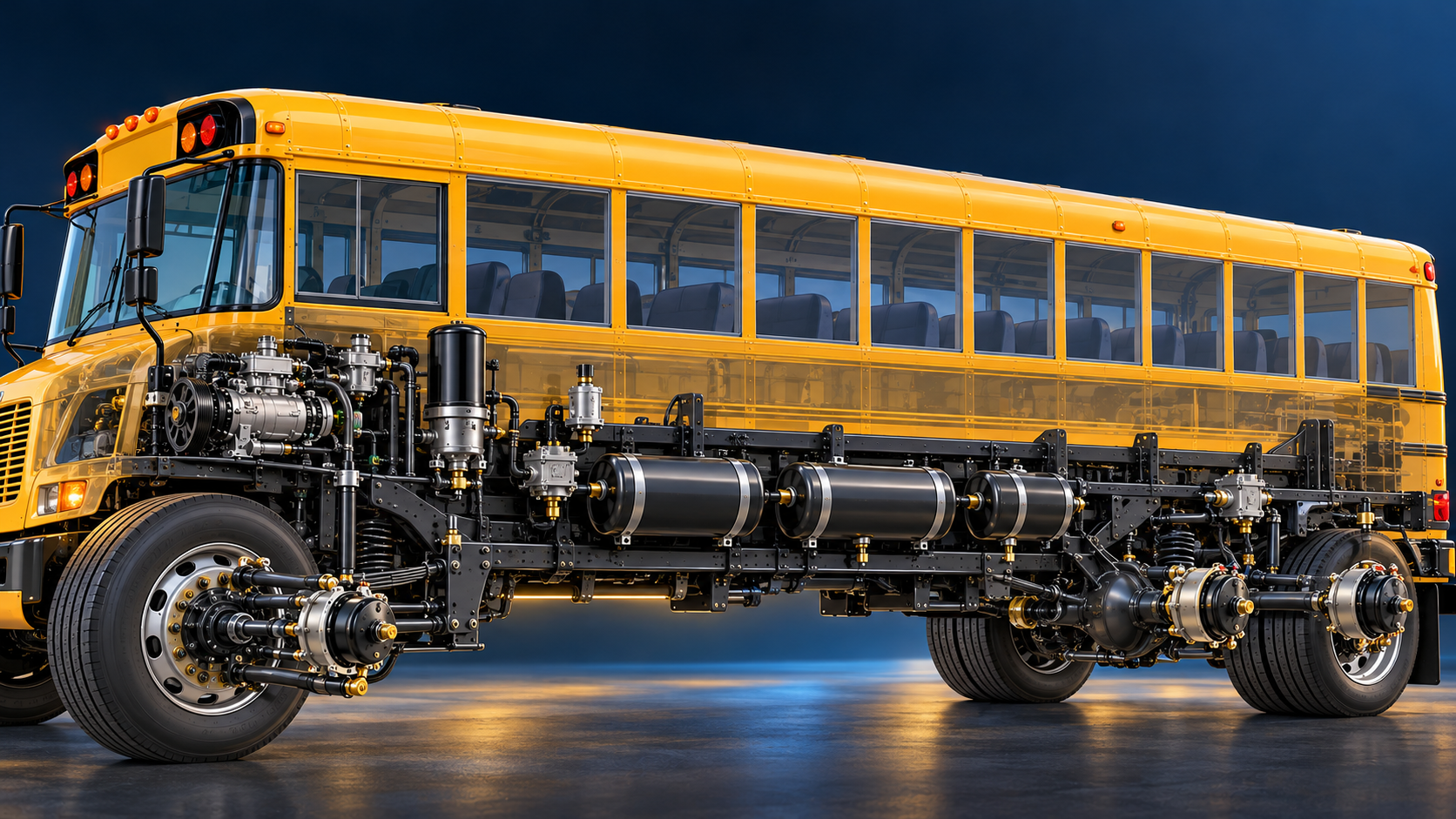 School bus air brake system visual model